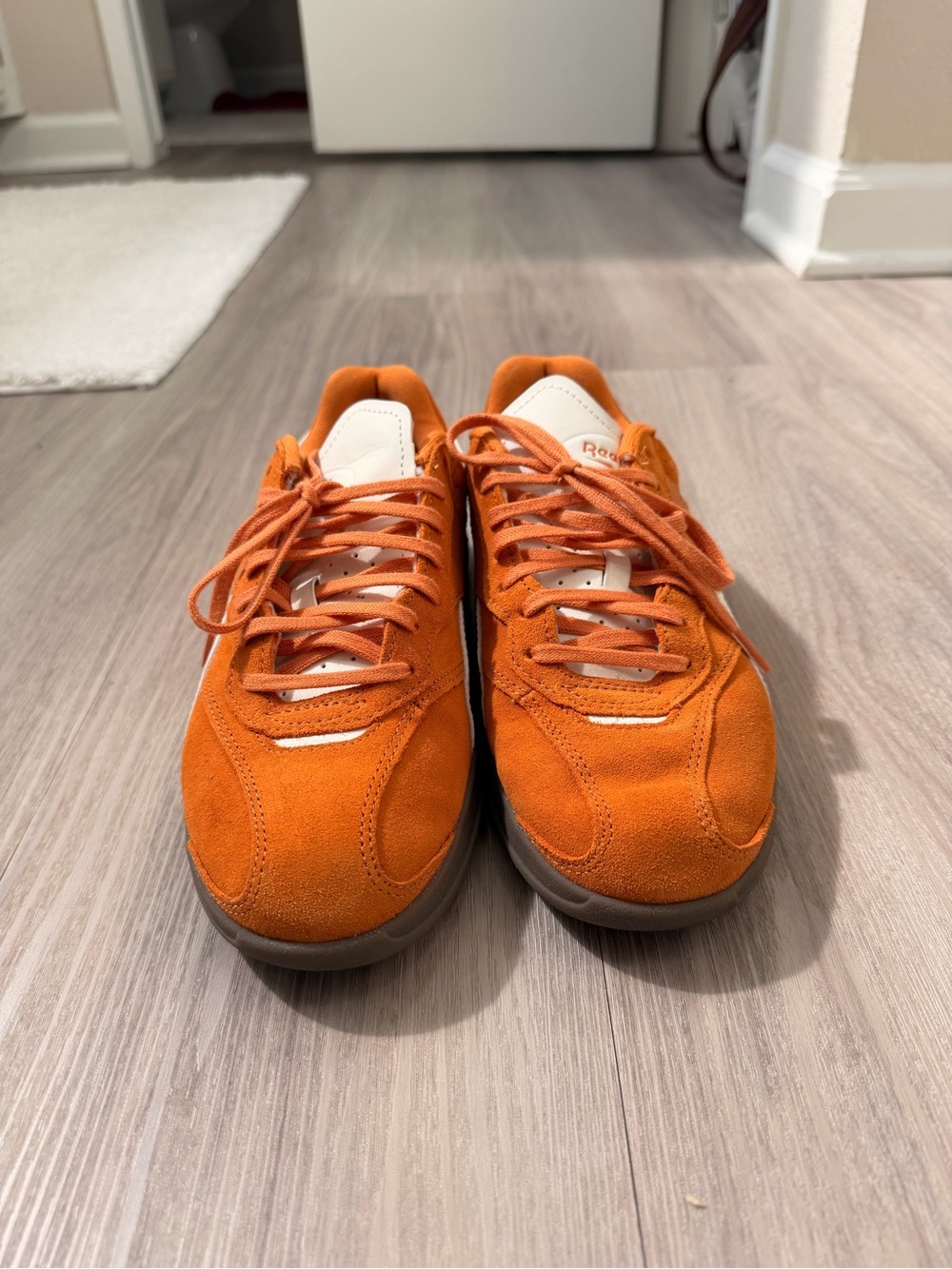 Reebok Men's Orange Suede Low-Top Sneakers